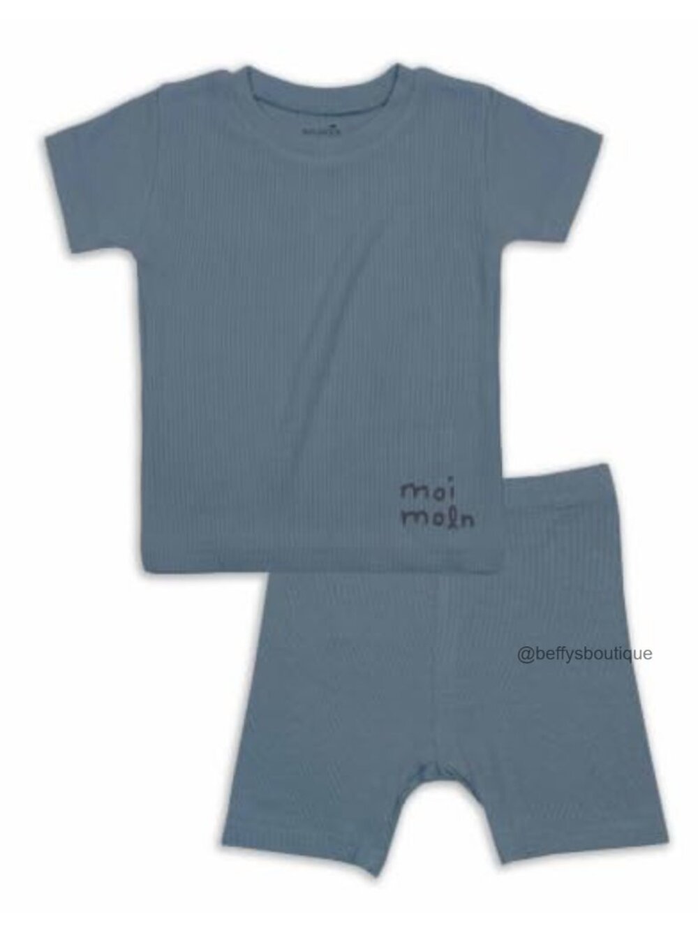 Infant Viscose Spandex Ribbed Snug Fit Pajama Set Short Sleeve